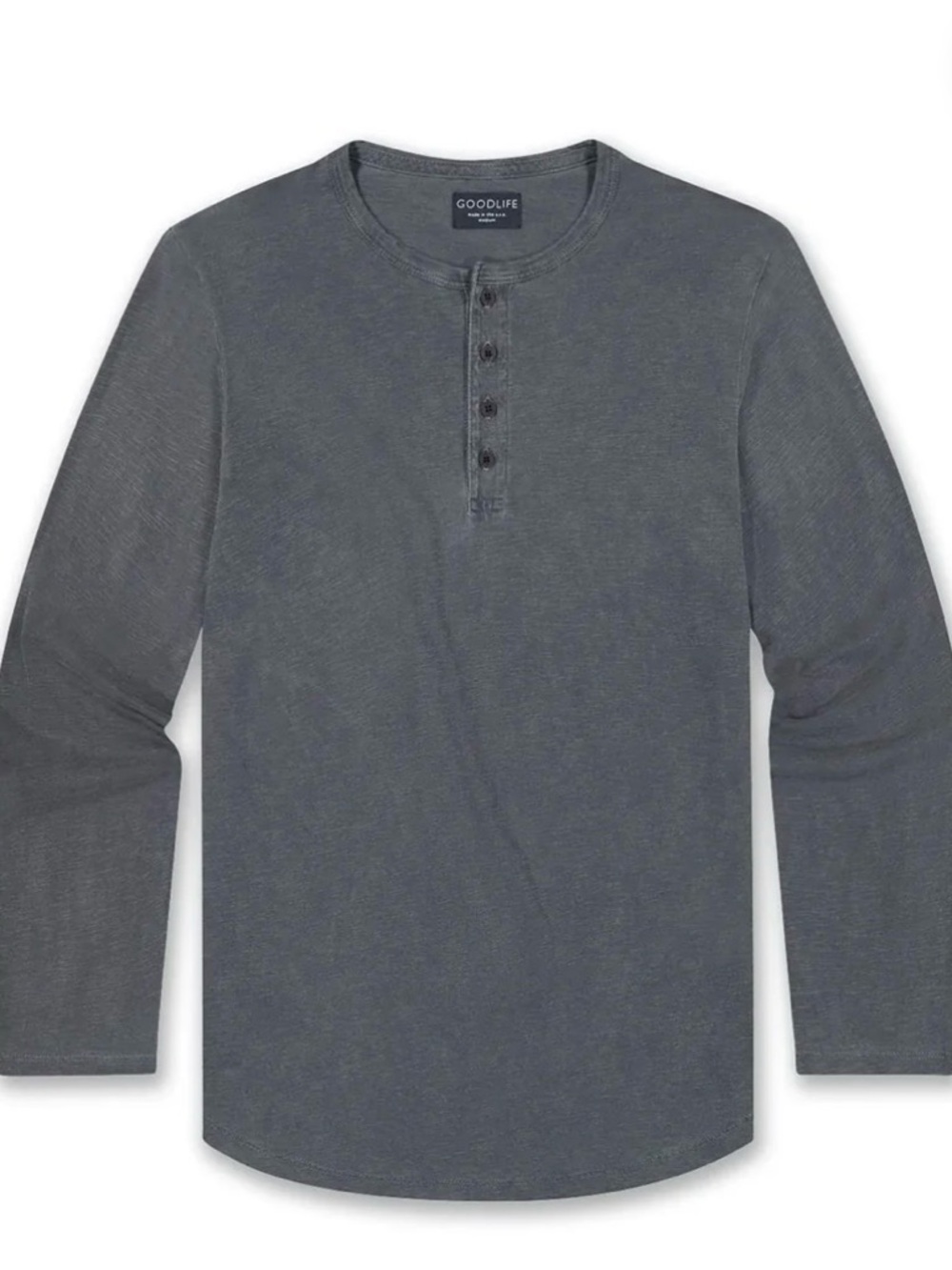Goodlife Men's Long Sleeve Henley - Charcoal Gray